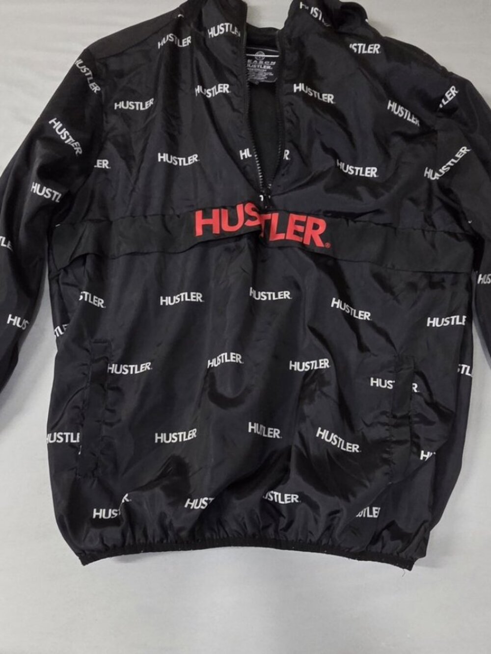 Reason Hustler M Black Half-Zip Windbreaker Hood Hole
